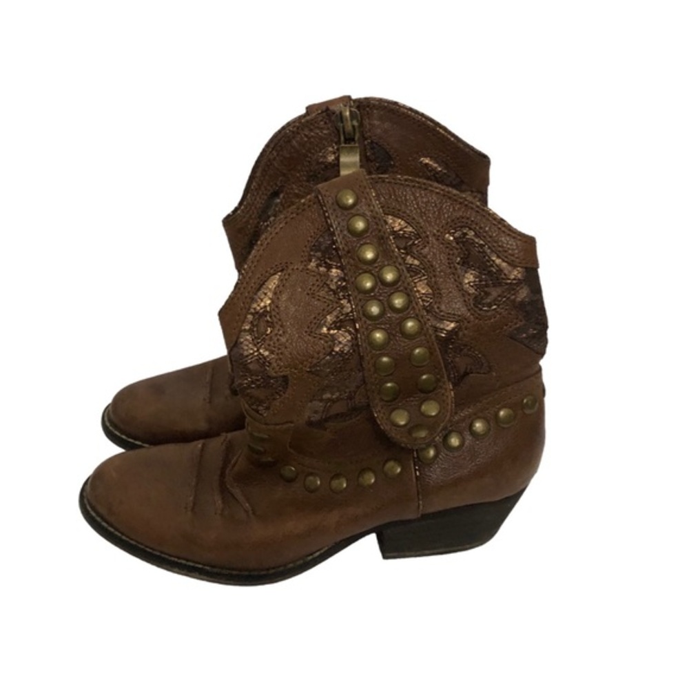 Reba brown leather studded riding boot. Sz 6M
